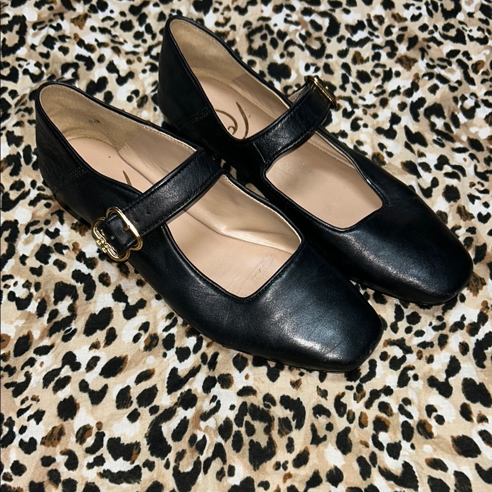 Sam Edelman Black Leather Flats with Strap